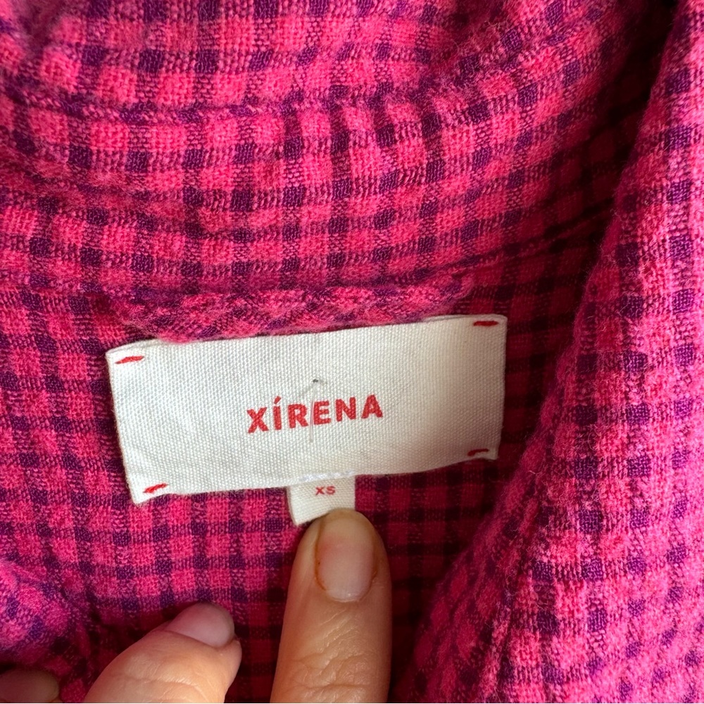 Xirena Fuchsia Pink Check Button Front Long Sleev… - image 5